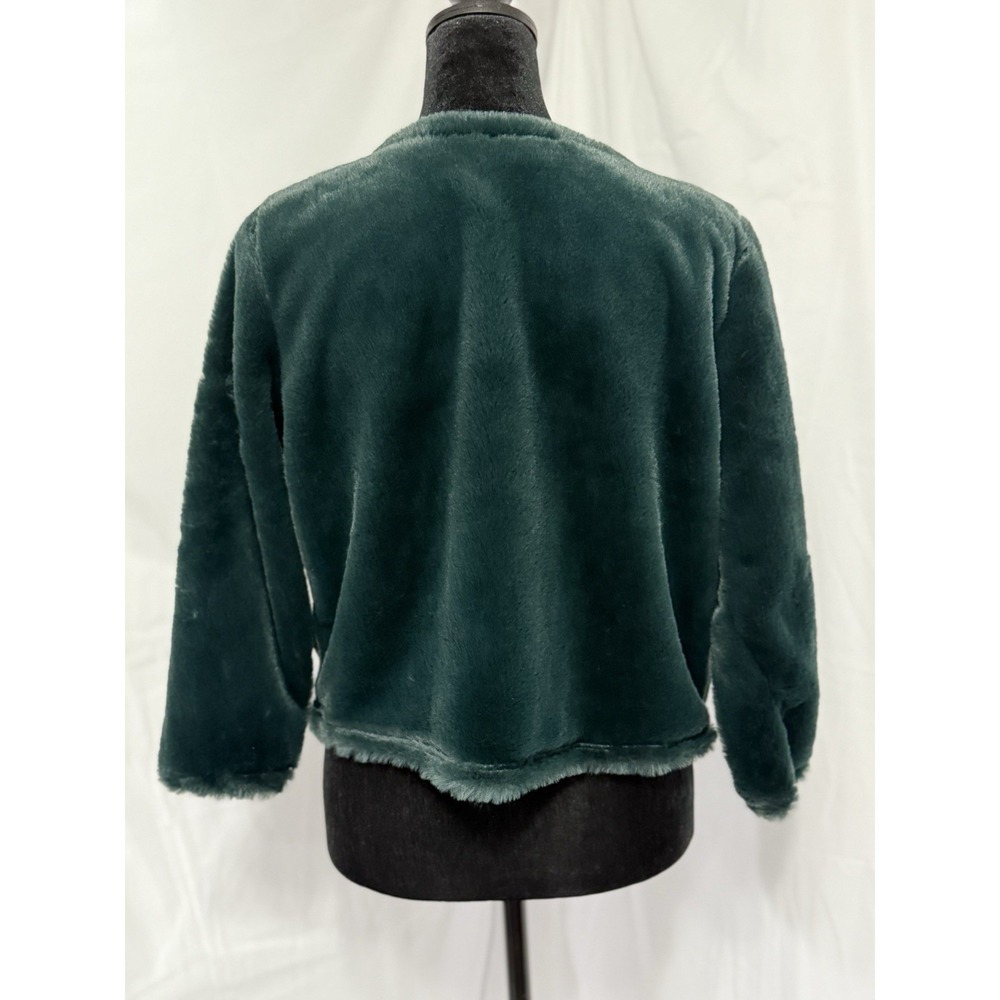 Calvin Klein Green Faux Fur Shrug Jacket Women's SZ Medium Party Cocktail - Picture 5 of 12